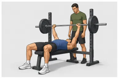 Illustration of a barbell bench press