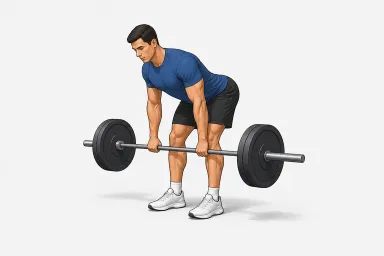 Illustration of a barbell Romanian deadlift